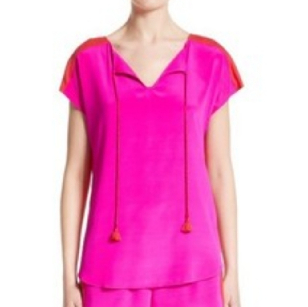 ST. JOHN | $395 Two-Toned Silk Blouse - Picture 2 of 5